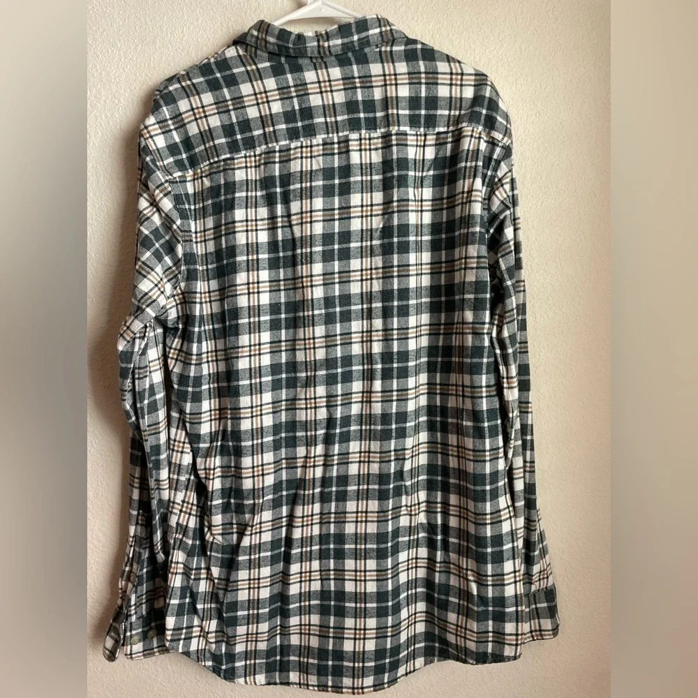 Sonoma Forest Green and Cream Plaid Flannel Men's Shirt 100% Cotton size LT
